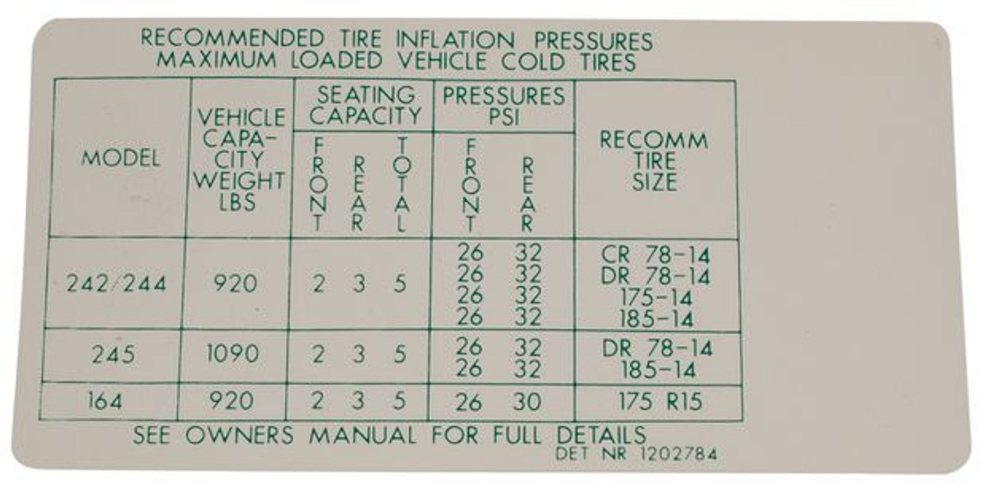 Dekal Volvo 164 eksport