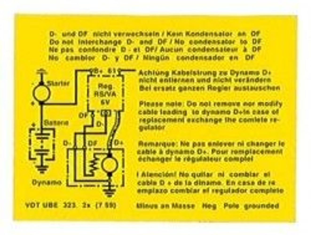 Ladeskilt for laderelé 6V — bild 1 av 2