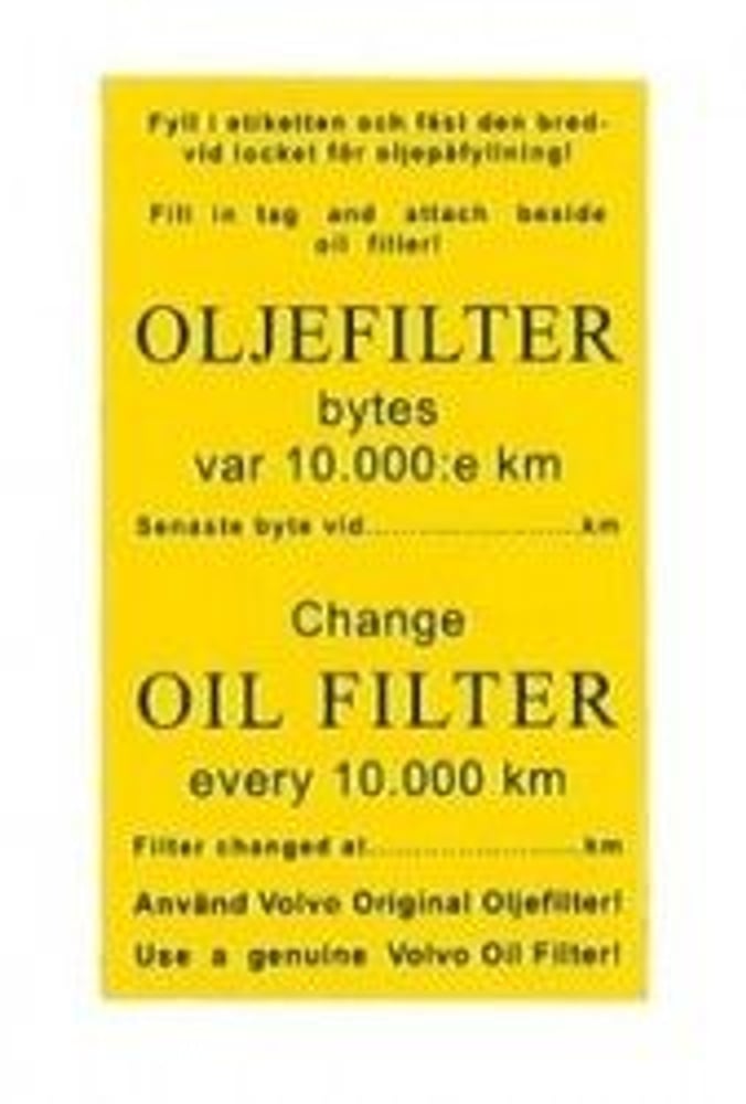 Serviceklistremerke for oljefilter — bild 1 av 2