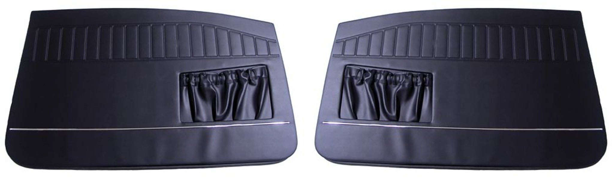 Dørpanel svart m/smal kromlist