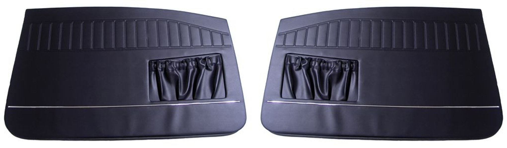 Dørpanel svart m/smal kromlist