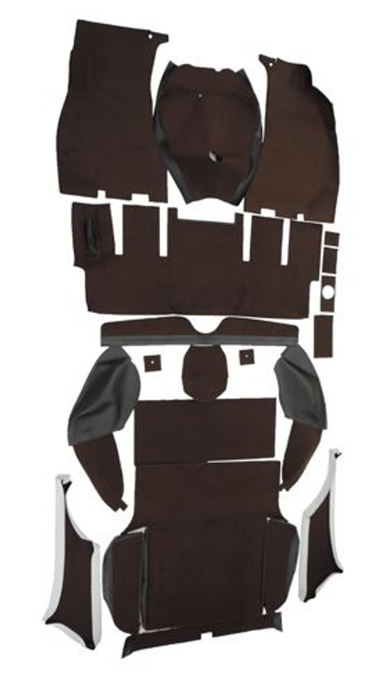 Mattesett brun/svart tekstil