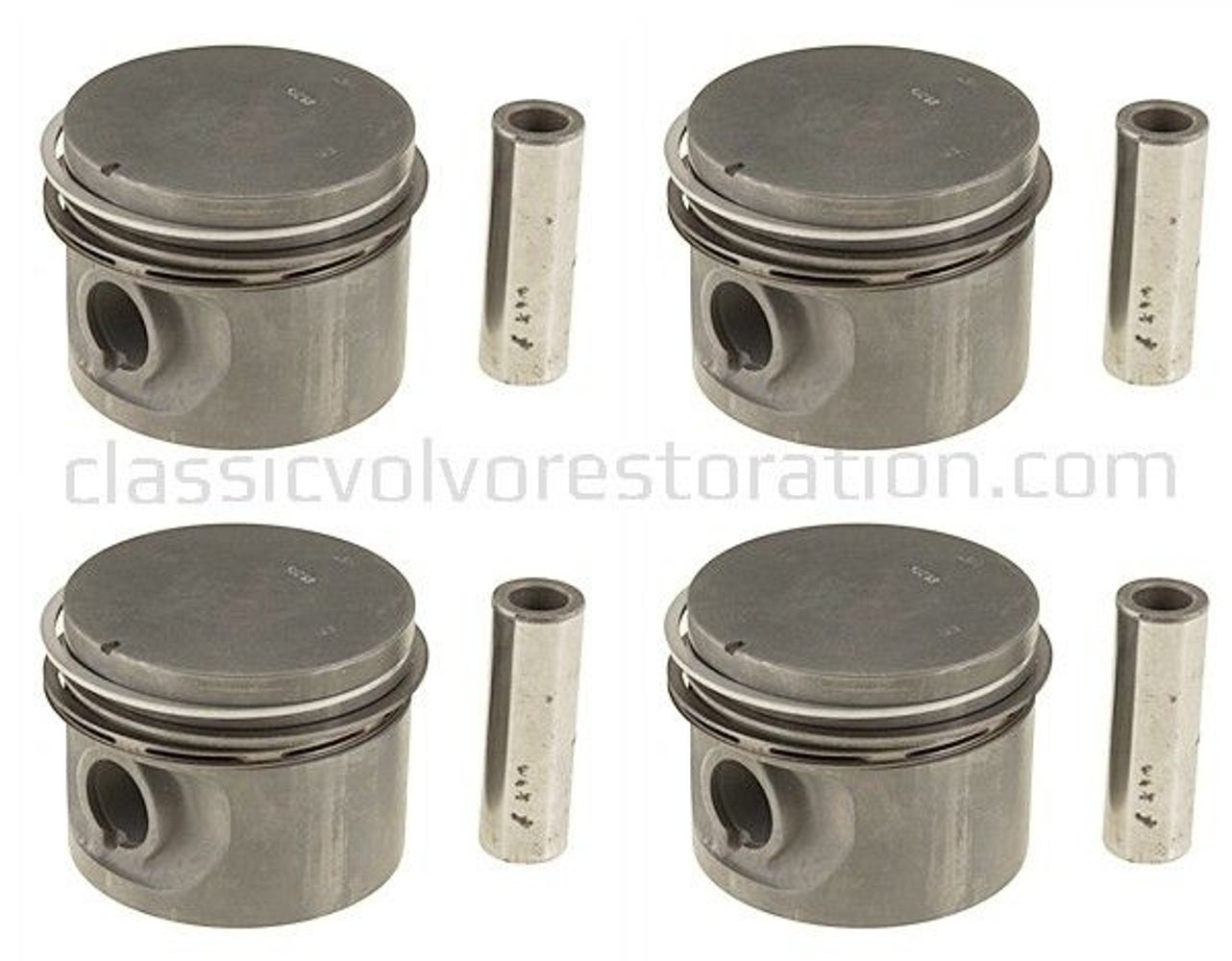 Stempelsett (4 stk.) med ringer for Volvo B19, B20, B30 1974- 0,015"