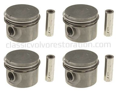 Stempelsett (4 stk.) med ringer for Volvo B19, B20, B30 1974- 0,015"