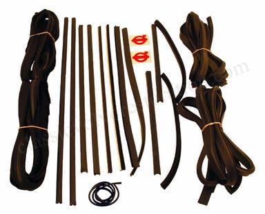 Gummi- og føringsskinnesett for Volvo Amazon 2d -69 med tekstilstrimler