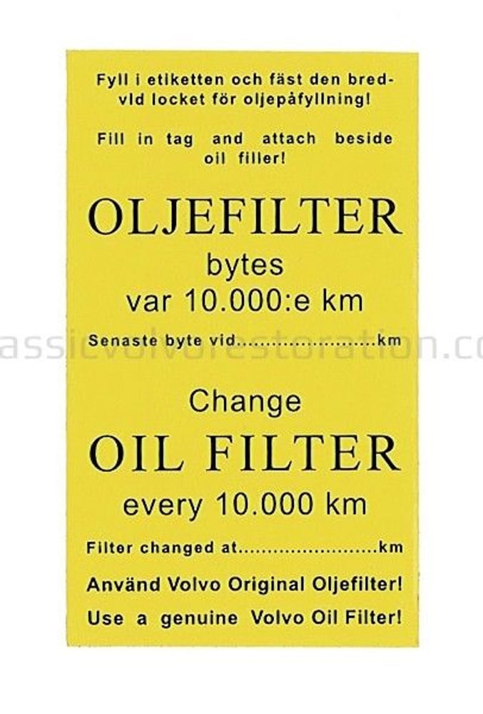 Serviceklistremerke for oljefilter — bild 2 av 2